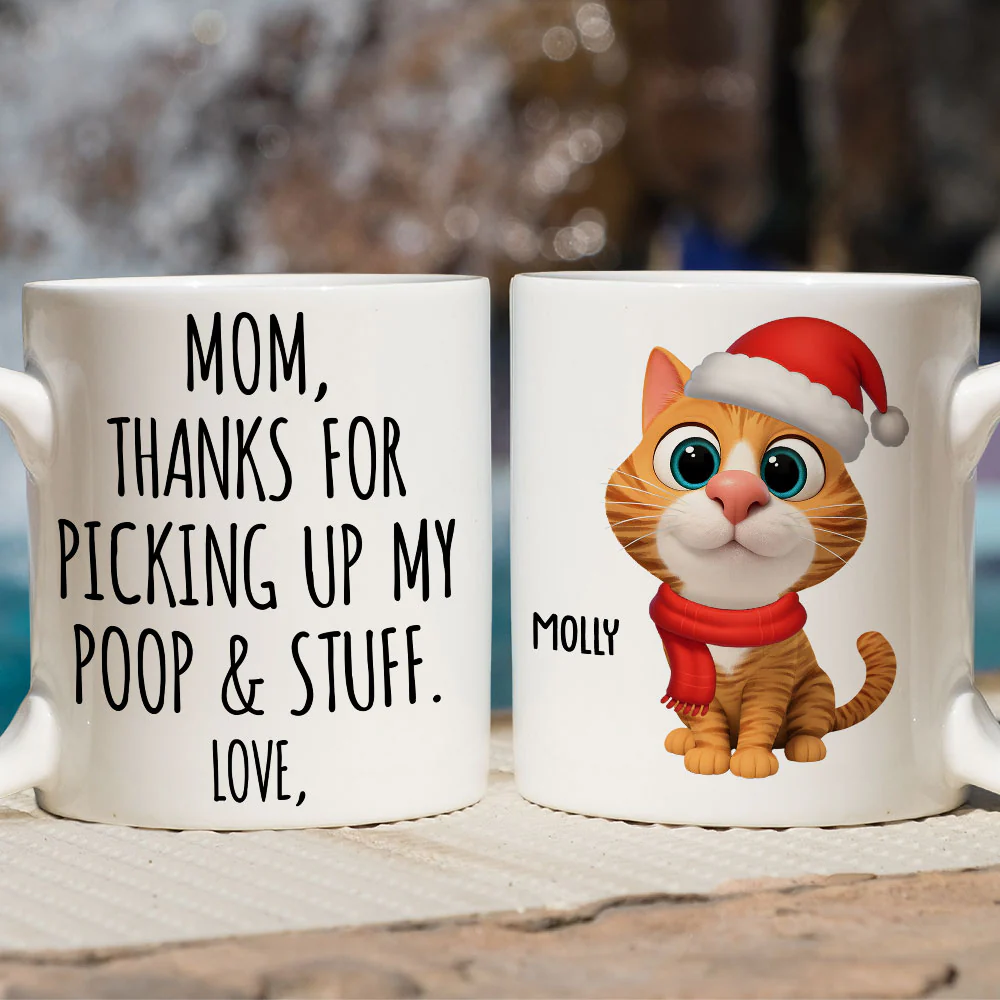 Picking Up Poo In Christmas Ver Pet - Personalized Custom Coffee Mug - Image 2