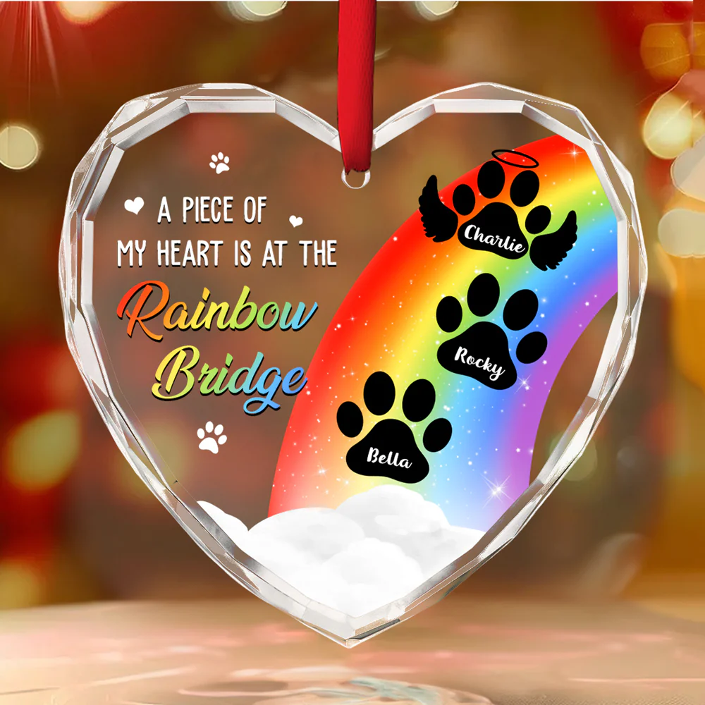 Piece Of Dog Mom Heart - Personalized Custom Glass Ornament - Image 2