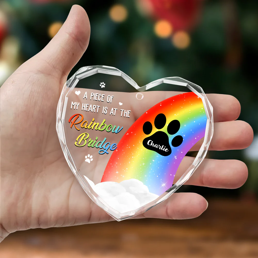 Piece Of Dog Mom Heart - Personalized Custom Glass Ornament - Image 3