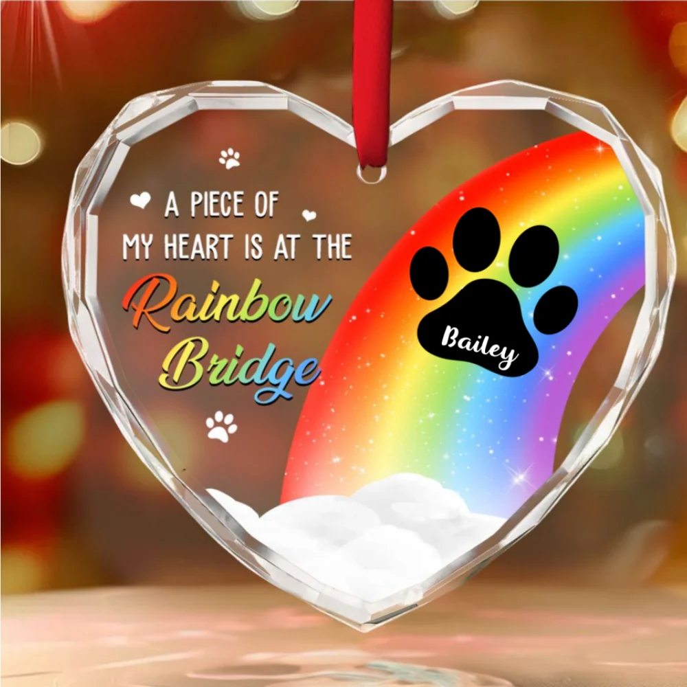 Piece Of Dog Mom Heart - Personalized Custom Glass Ornament - Image 7