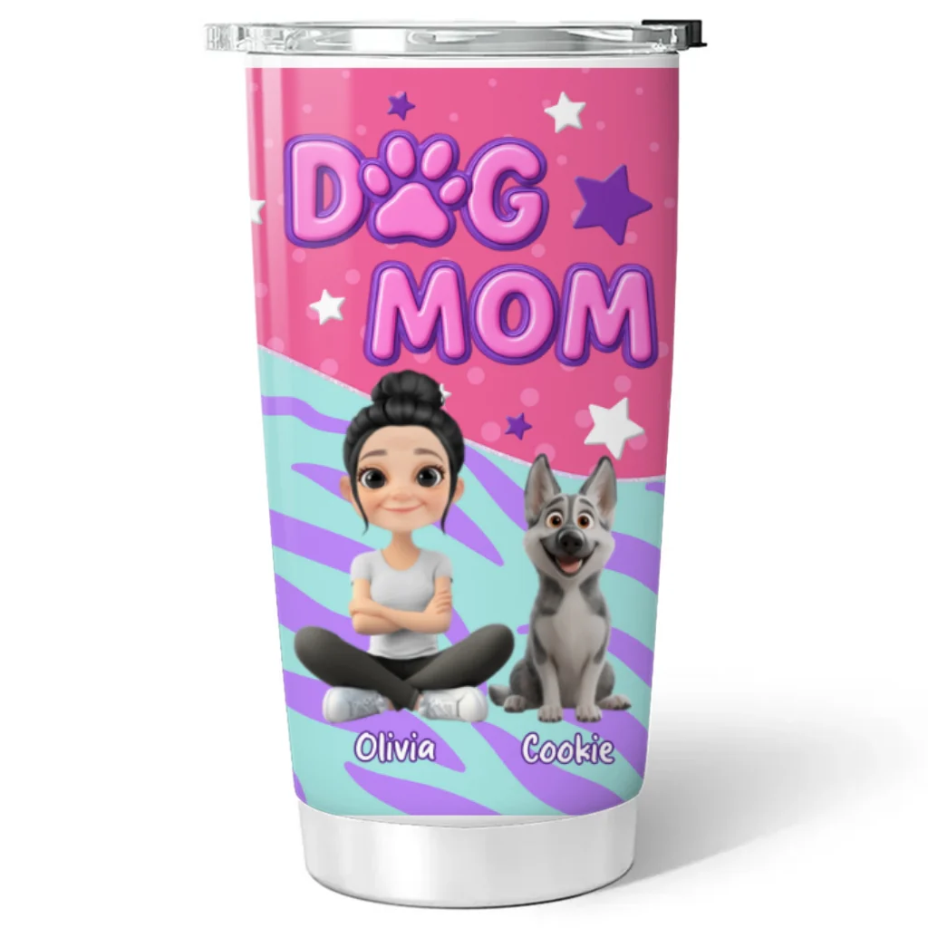Pink Dog Mom - Personalized Custom Tumbler - Image 5