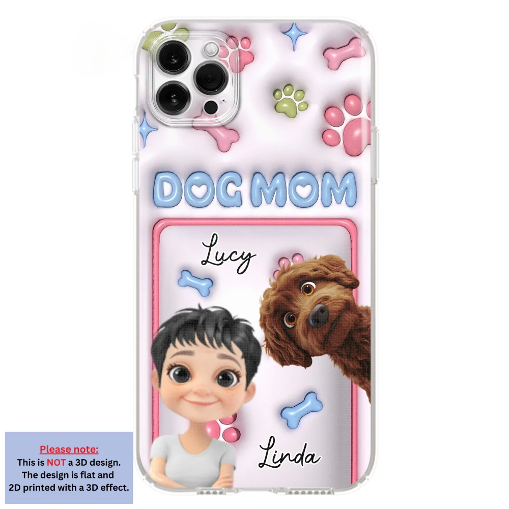 Pink Dog Mum - Personalized Custom 3D Inflated Effect Phone Case - Image 13