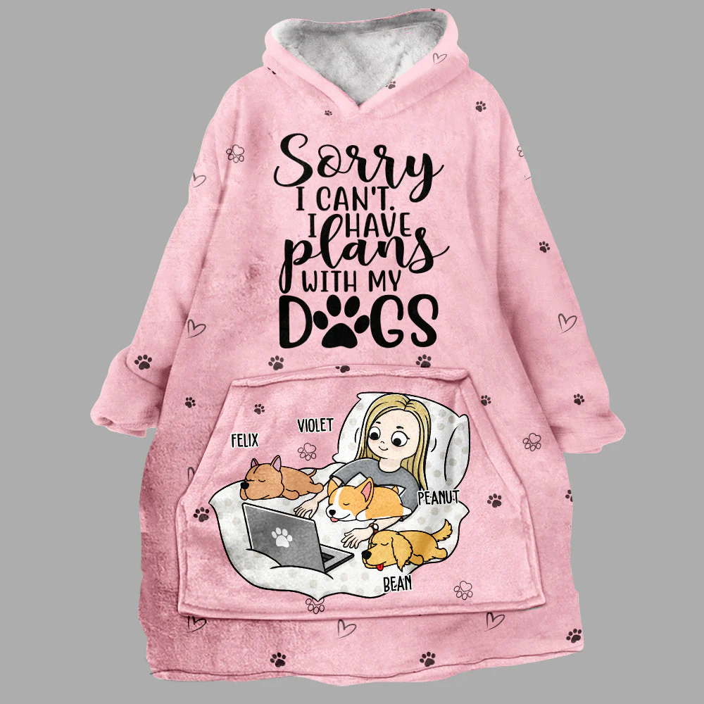 Plan With Dogs - Personalized Custom Blanket Hoodie - Image 5