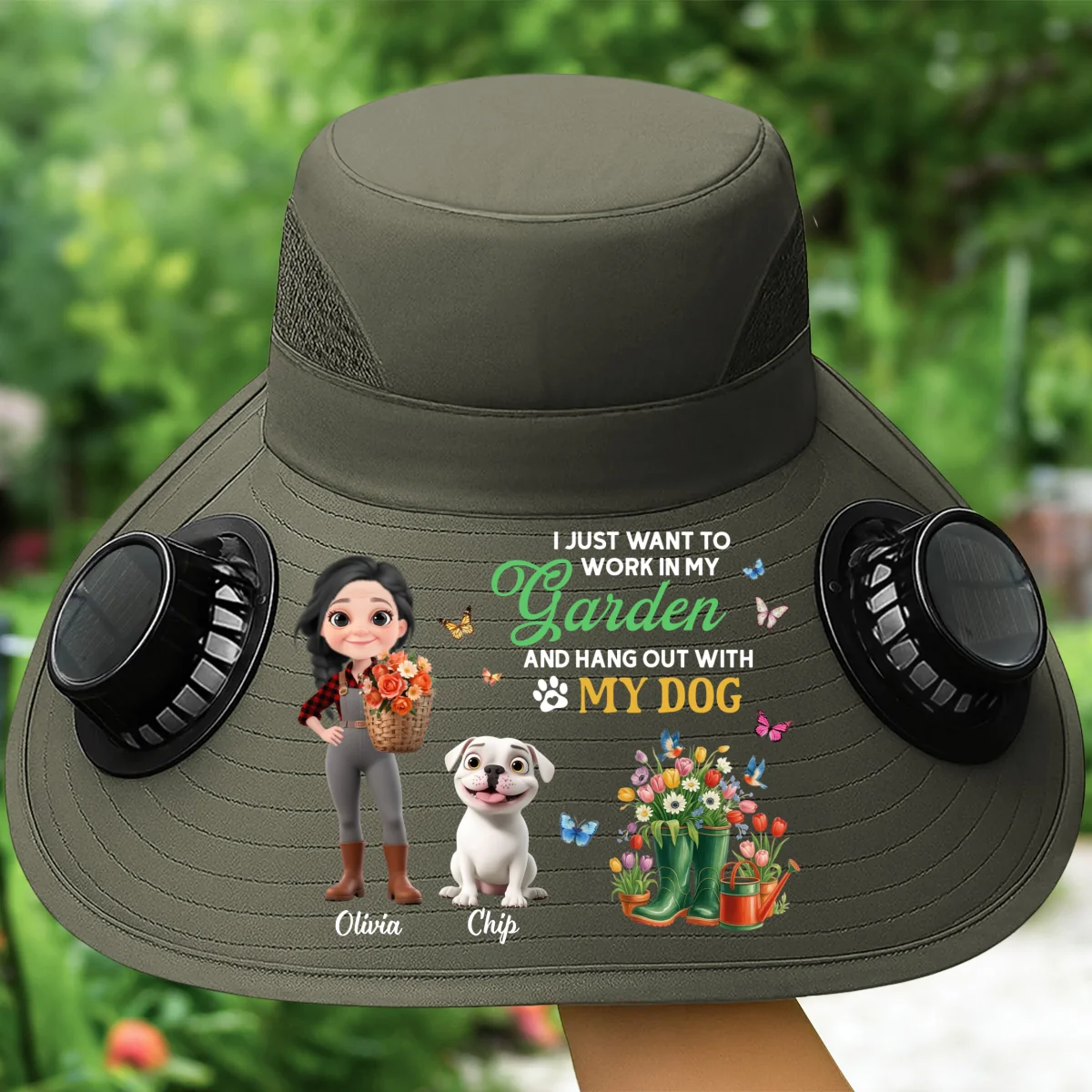 Plant Lady - Personalized Custom Solar Fan Hat - Image 11