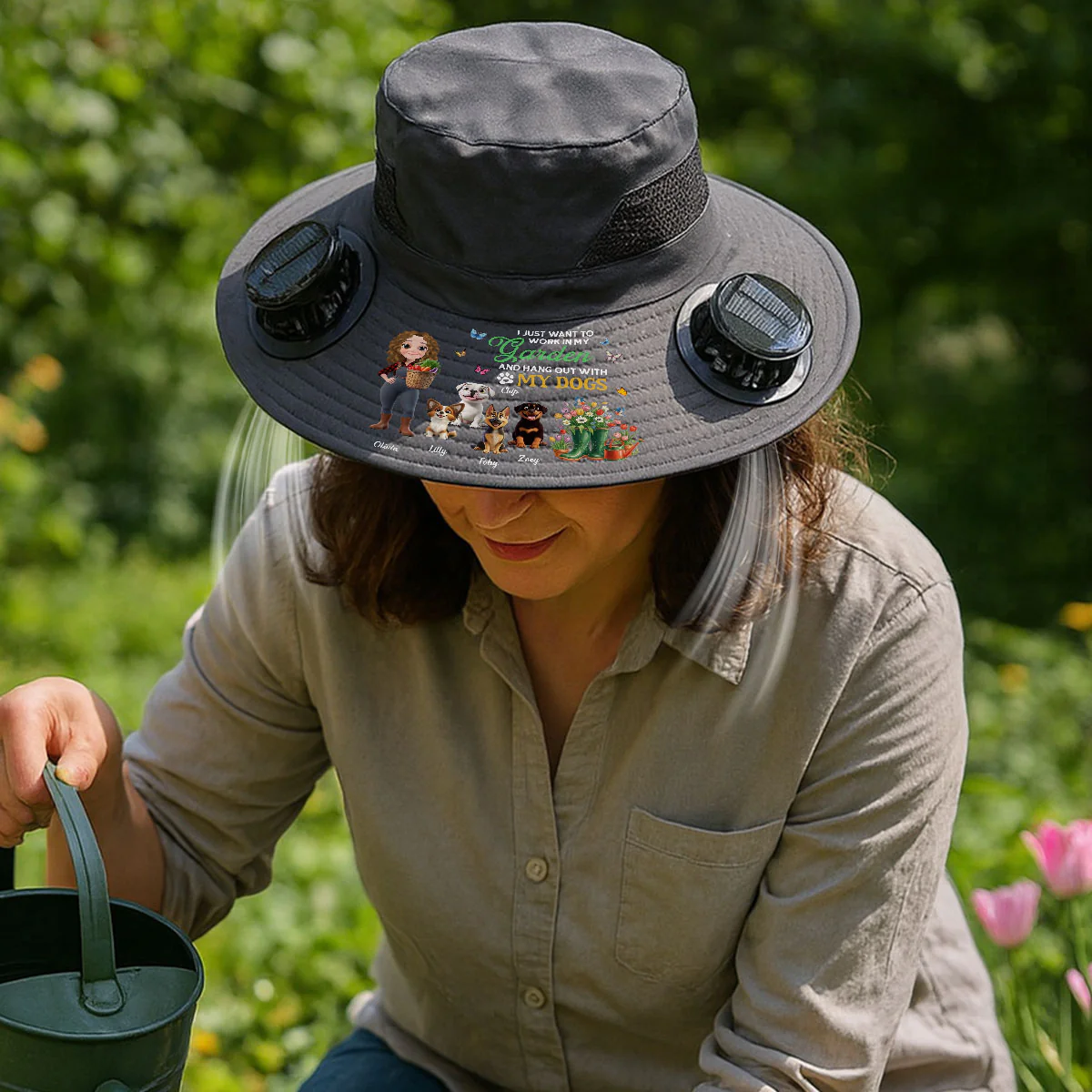 Plant Lady - Personalized Custom Solar Fan Hat - Image 2