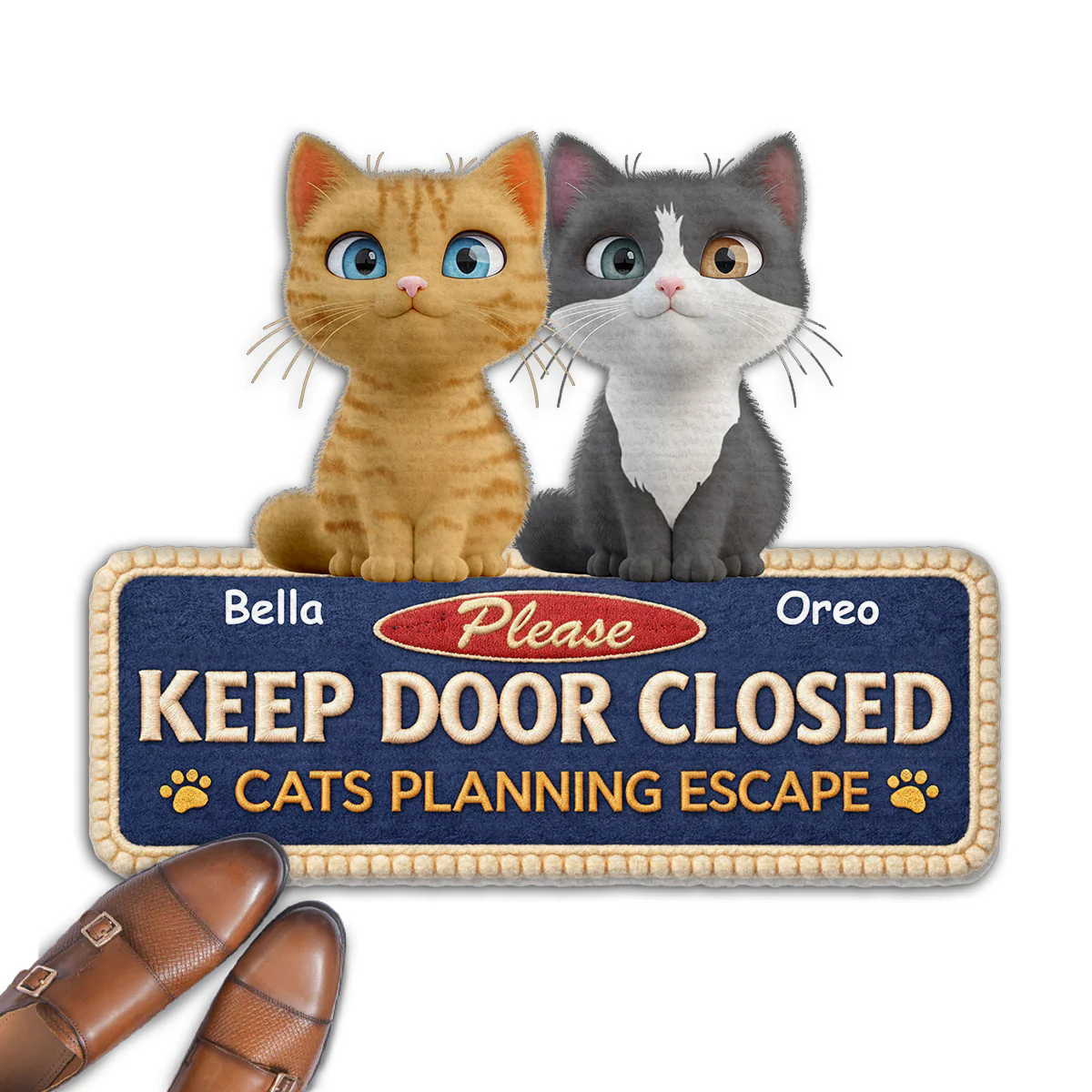 Please Keep Door Closed Because Of Cats - Personalized Custom Doormat