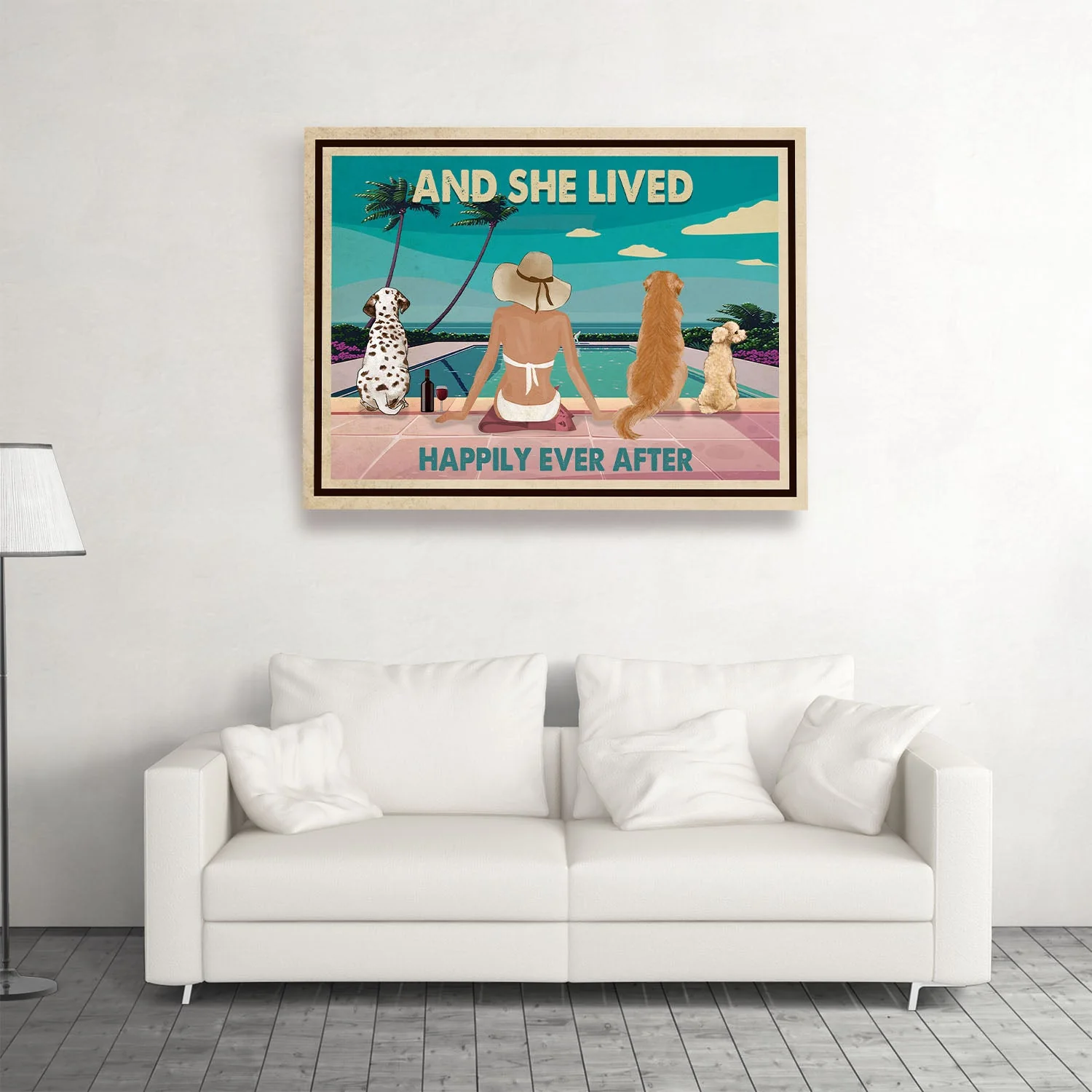 Pool, Wine and Dogs - Personalized Custom Canvas - Image 5