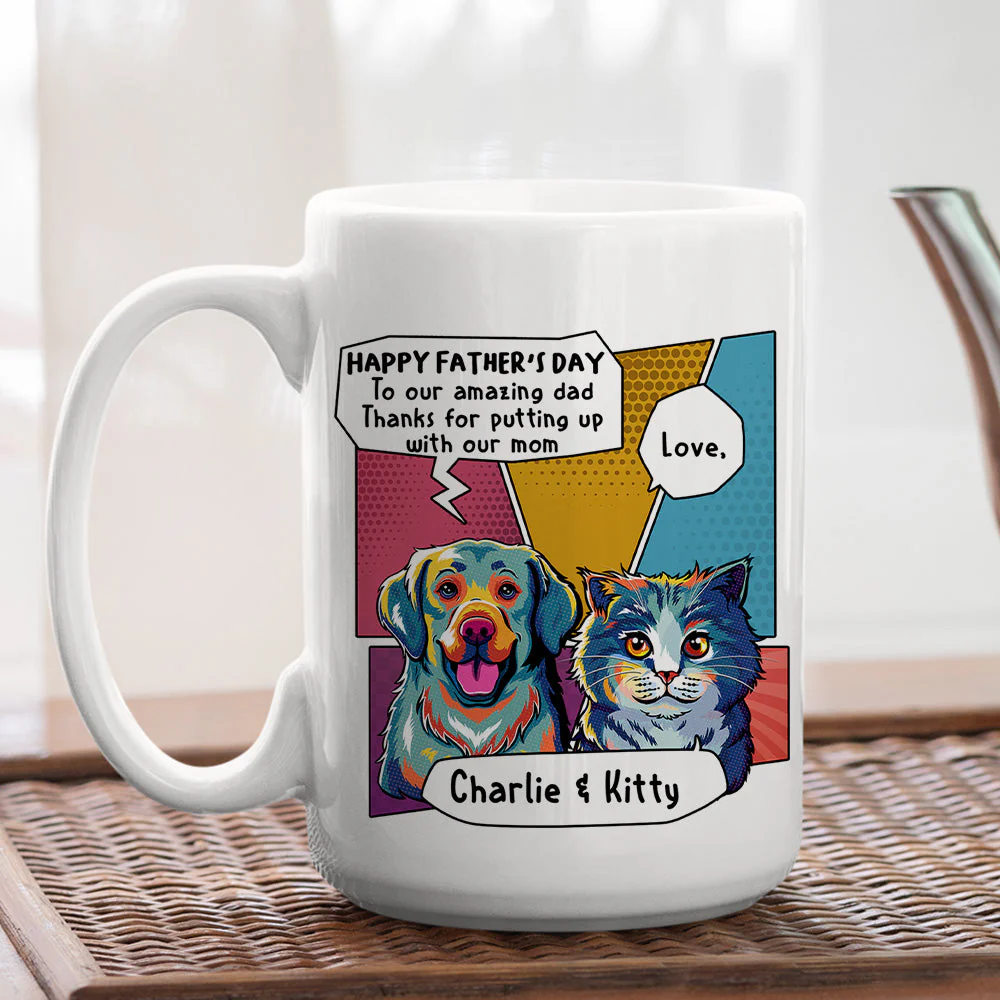 Pop Art Amazing Pet Dad - Personalized Custom Coffee Mug - Image 3