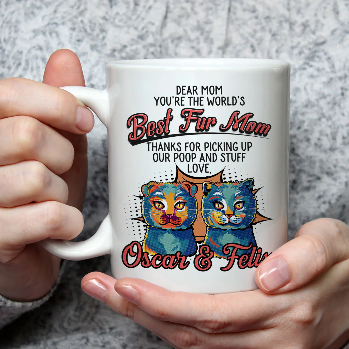 Pop Art Love Fur Dad - Personalized Custom Coffee Mug - Image 2