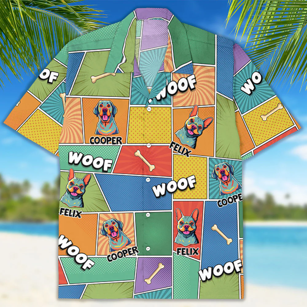 Pop Art Woof You - Personalized Custom Hawaiian Shirt - Image 2
