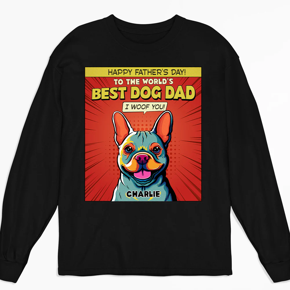 Popart Dog Cartoon Woof You - Personalized Custom Long Sleeve T-Shirt