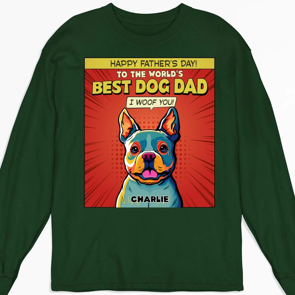 Popart Dog Cartoon Woof You - Personalized Custom Long Sleeve T-Shirt - Image 6