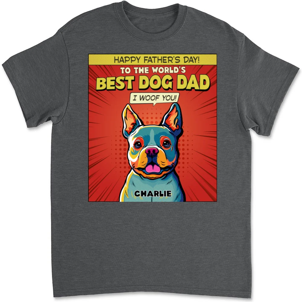 Popart Dog Cartoon Woof You - Personalized Custom Unisex T-Shirt - Image 10