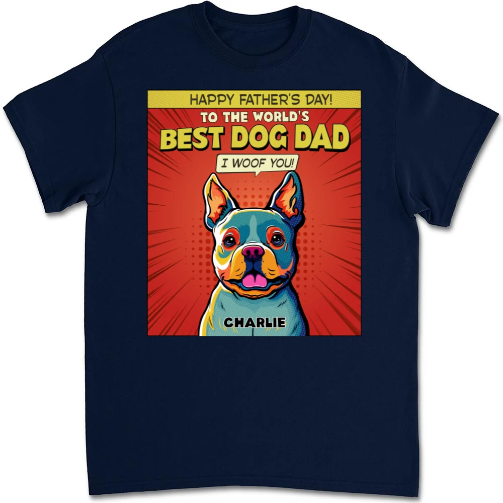 Popart Dog Cartoon Woof You - Personalized Custom Unisex T-Shirt - Image 7