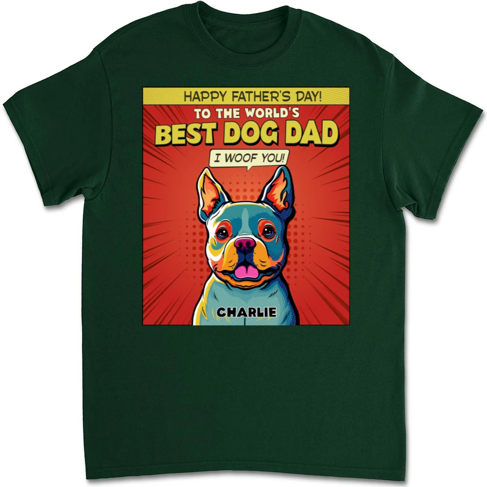 Popart Dog Cartoon Woof You - Personalized Custom Unisex T-Shirt - Image 8