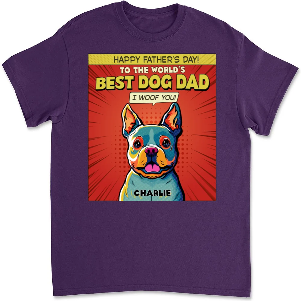 Popart Dog Cartoon Woof You - Personalized Custom Unisex T-Shirt - Image 9