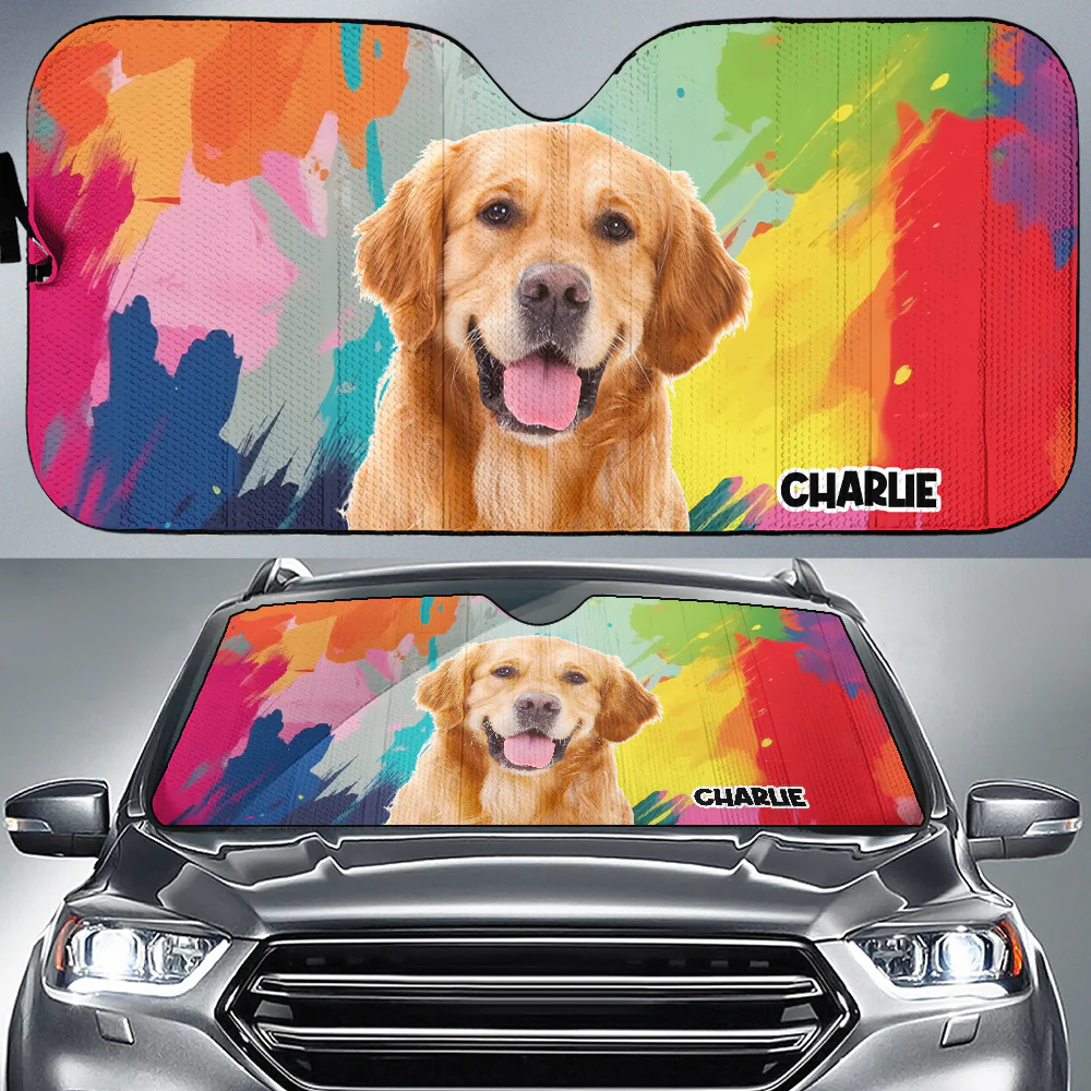 Popart Funny Dogs Photo - Personalized Car Sunshade - Image 2