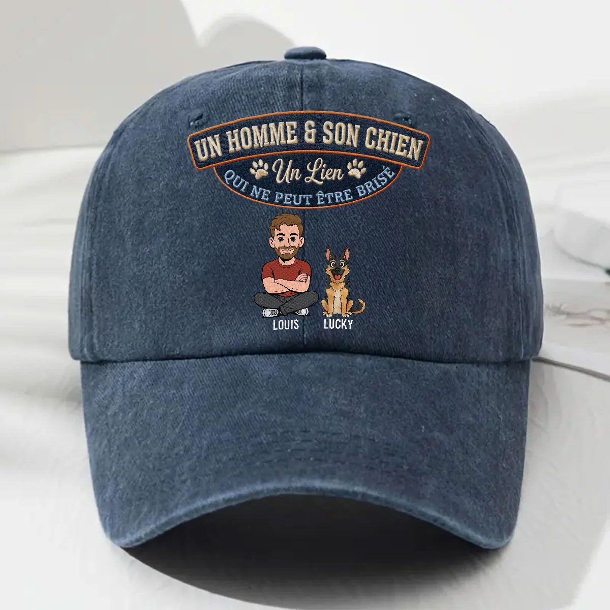 Pour Toujours Mon Chien - Casquette En Denim Vintage Délavé Personnalisée