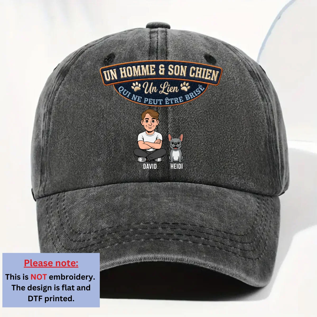 Pour Toujours Mon Chien - Casquette En Denim Vintage Délavé Personnalisée - Image 6