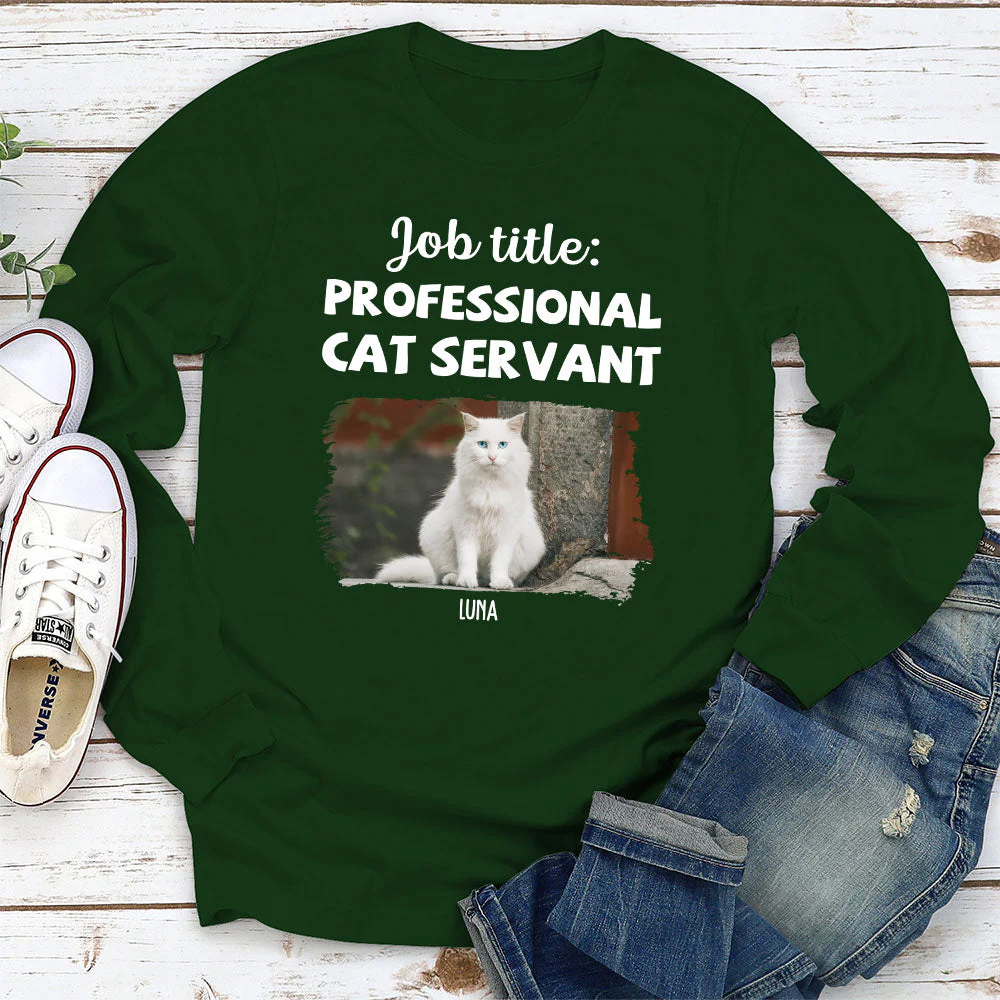 Professional Cat Servant 2 - Personalized Custom Long Sleeve T-shirt - Image 3