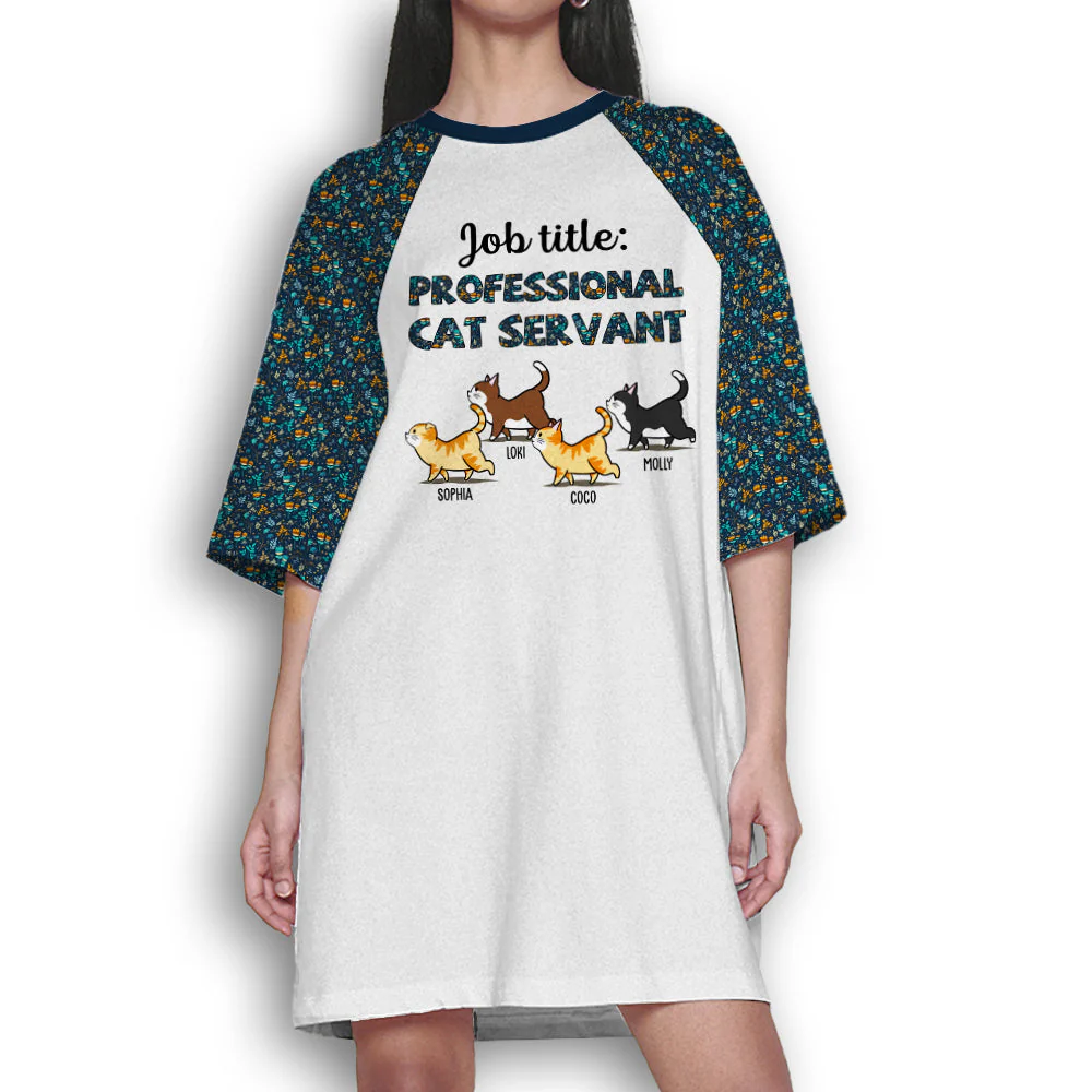 Professional Cat Servant Flower - Personalized Custom 3/4 Sleeve Dress - Image 3