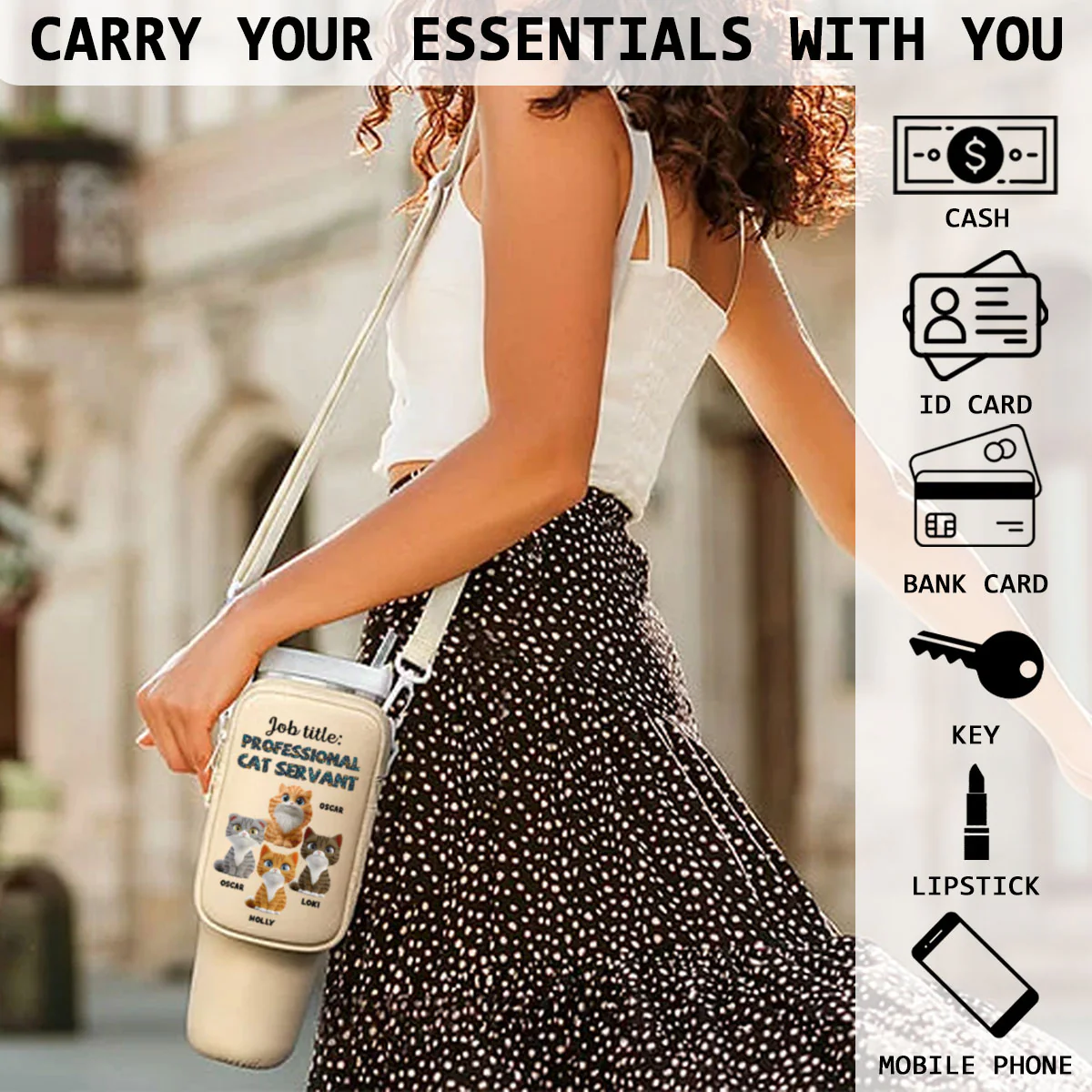 Professional Cat Servant - Personalized Custom 40oz Water Bottle Carrier Bag - Image 6