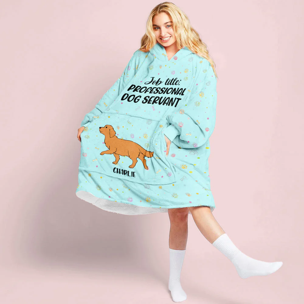 Professional Dog Servant - Personalized Custom Blanket Hoodie - Image 5