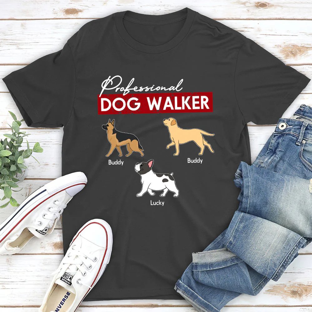 Professional Dog Walker - Personalized Custom Unisex T-shirt - Image 5