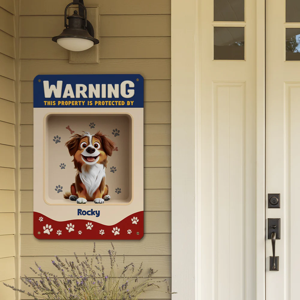 Professionally Protected By Dog - Personalized Custom 3D Effect Metal Sign - Image 4