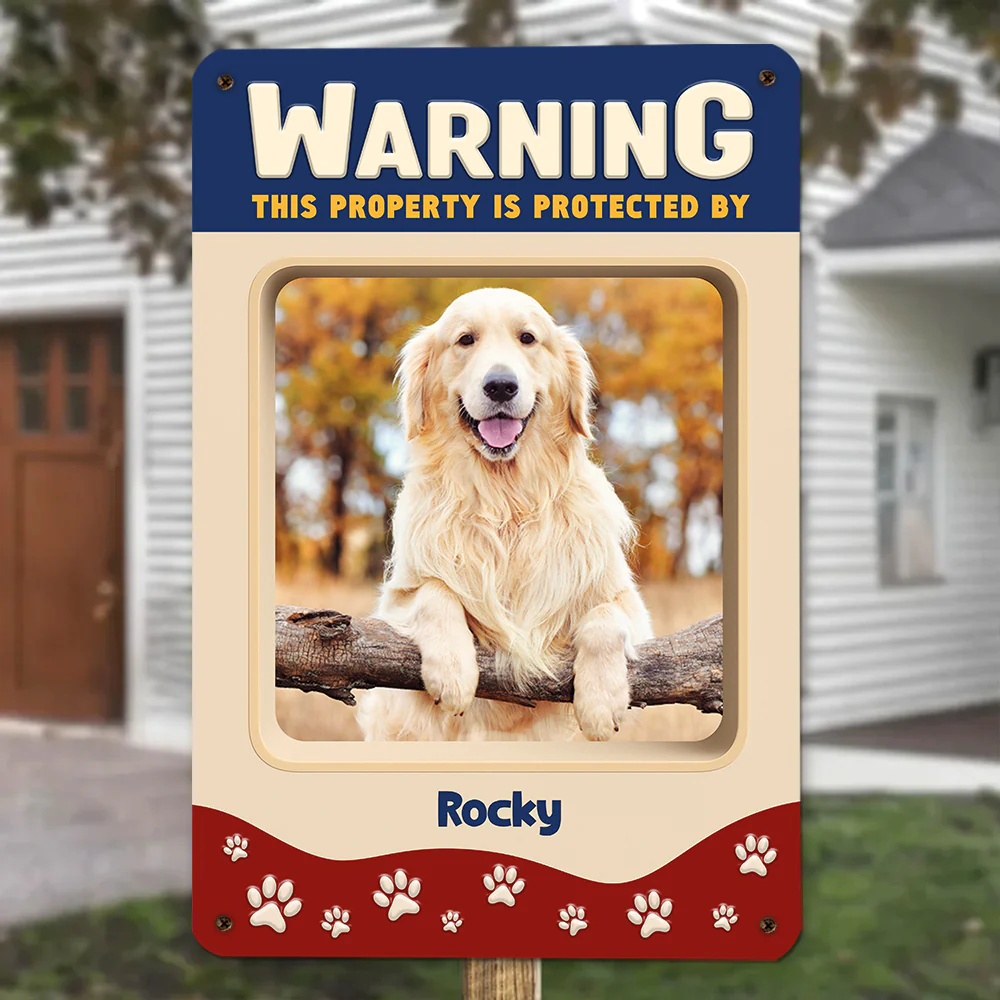 Professionally Protected By Dog Photo - Personalized Custom 3D Effect Metal Sign