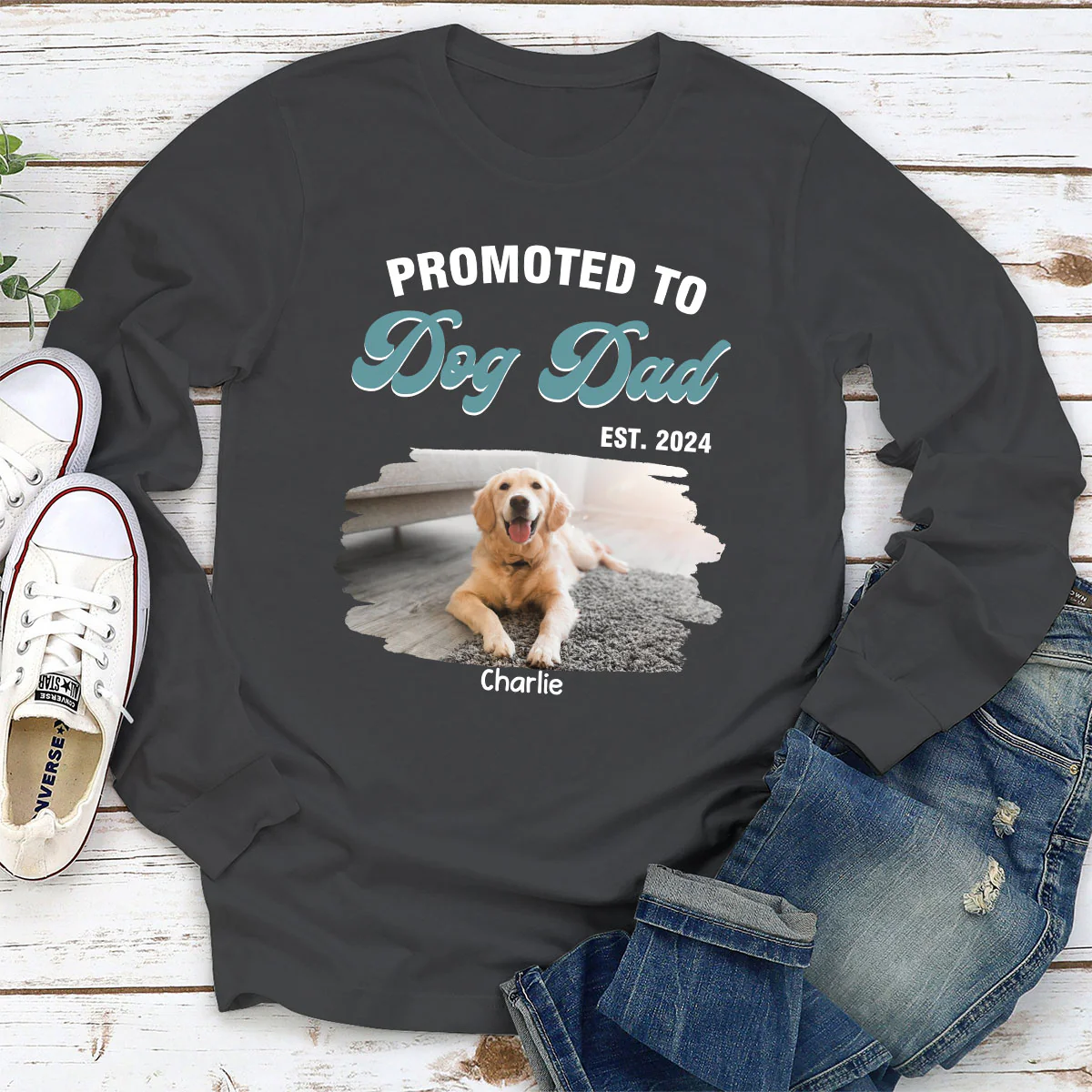 Promoted To Photo- Personalized Custom Long Sleeve T-shirt - Image 3