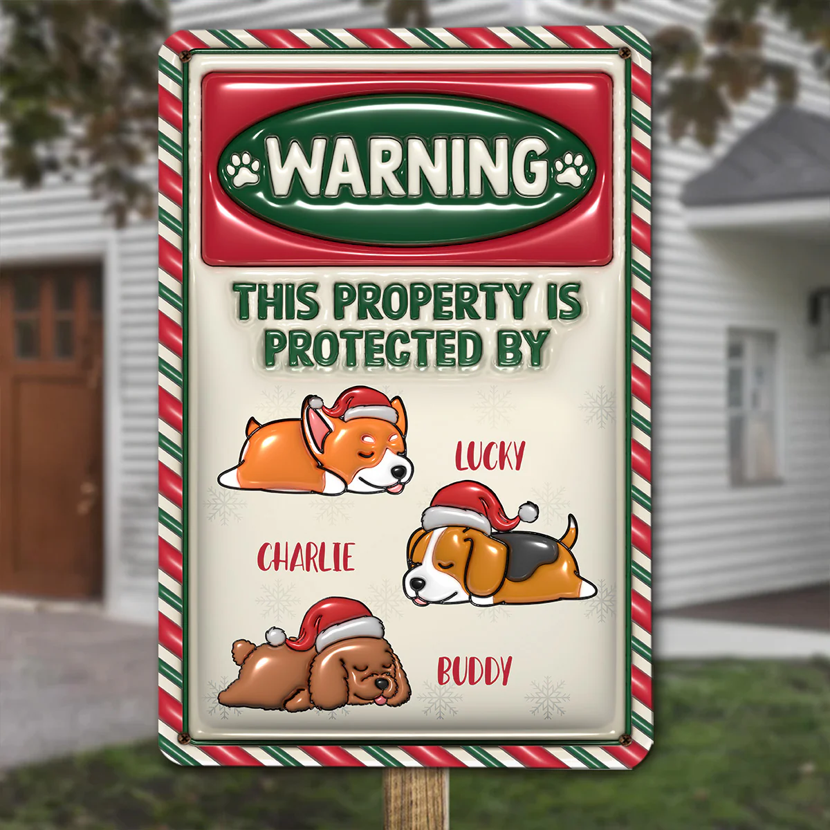 Property Is Protected By Christmas - Personalized Custom 3D Inflated Effect Metal Sign - Image 3