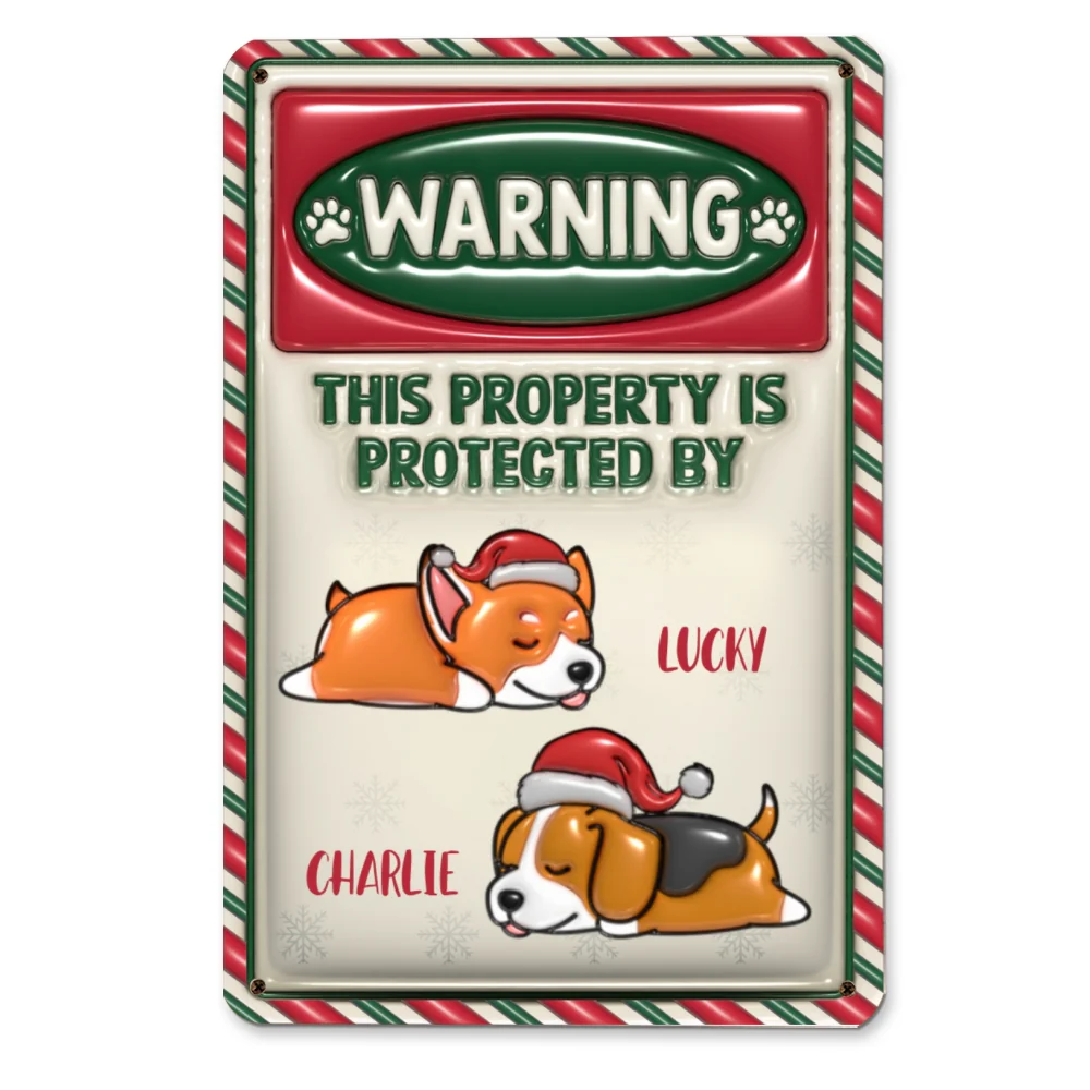 Property Is Protected By Christmas - Personalized Custom 3D Inflated Effect Metal Sign - Image 4