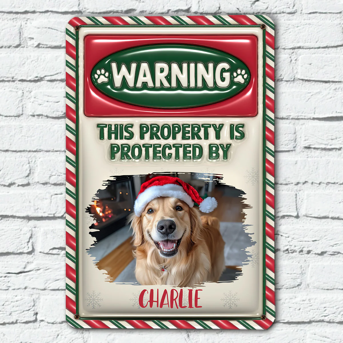 Property Is Protected By Christmas Photo - Personalized Custom 3D Inflated Effect Metal Sign