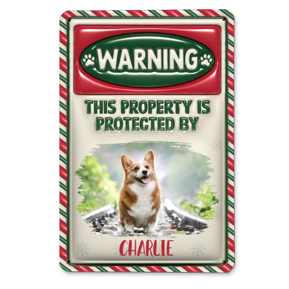 Property Is Protected By Christmas Photo - Personalized Custom 3D Inflated Effect Metal Sign - Image 2