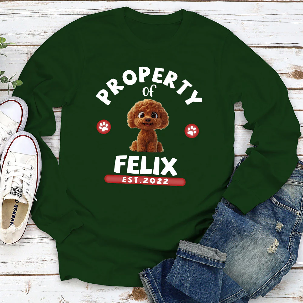 Property Of Cartoon Dogs - Personalized Custom Long Sleeve T-Shirt - Image 3