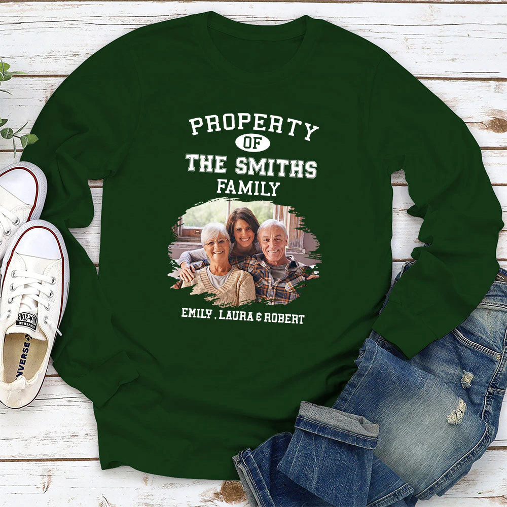 Property Of Family Photo - Personalized Custom Long Sleeve T-shirt - Image 3