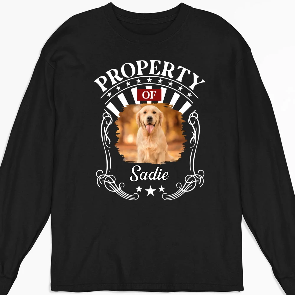 Property Of Human Dog Photo - Personalized Custom Long Sleeve T-Shirt - Image 2