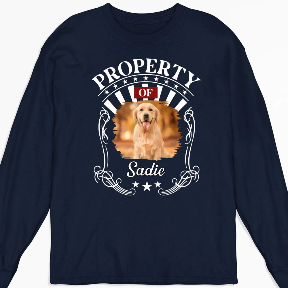 Property Of Human Dog Photo - Personalized Custom Long Sleeve T-Shirt - Image 3