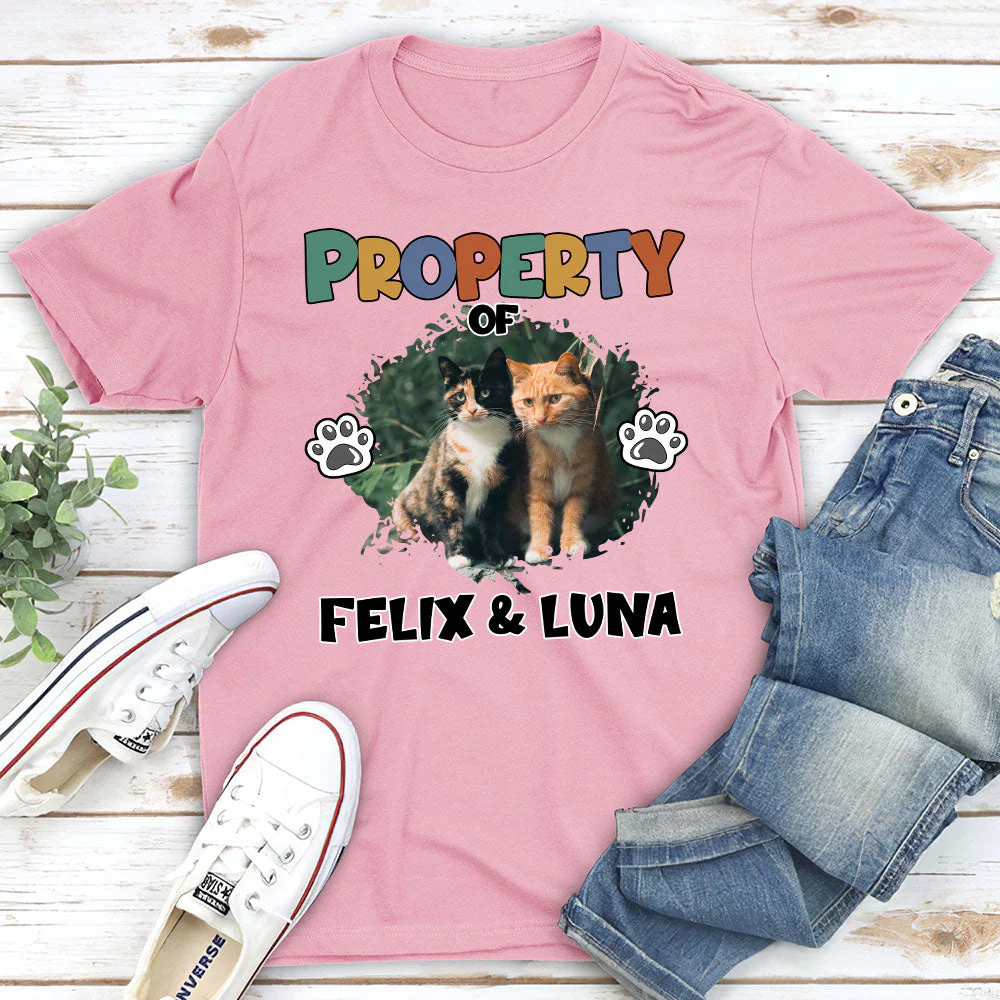 Property Of My Cat - Personalized Custom Unisex T-shirt - Image 5