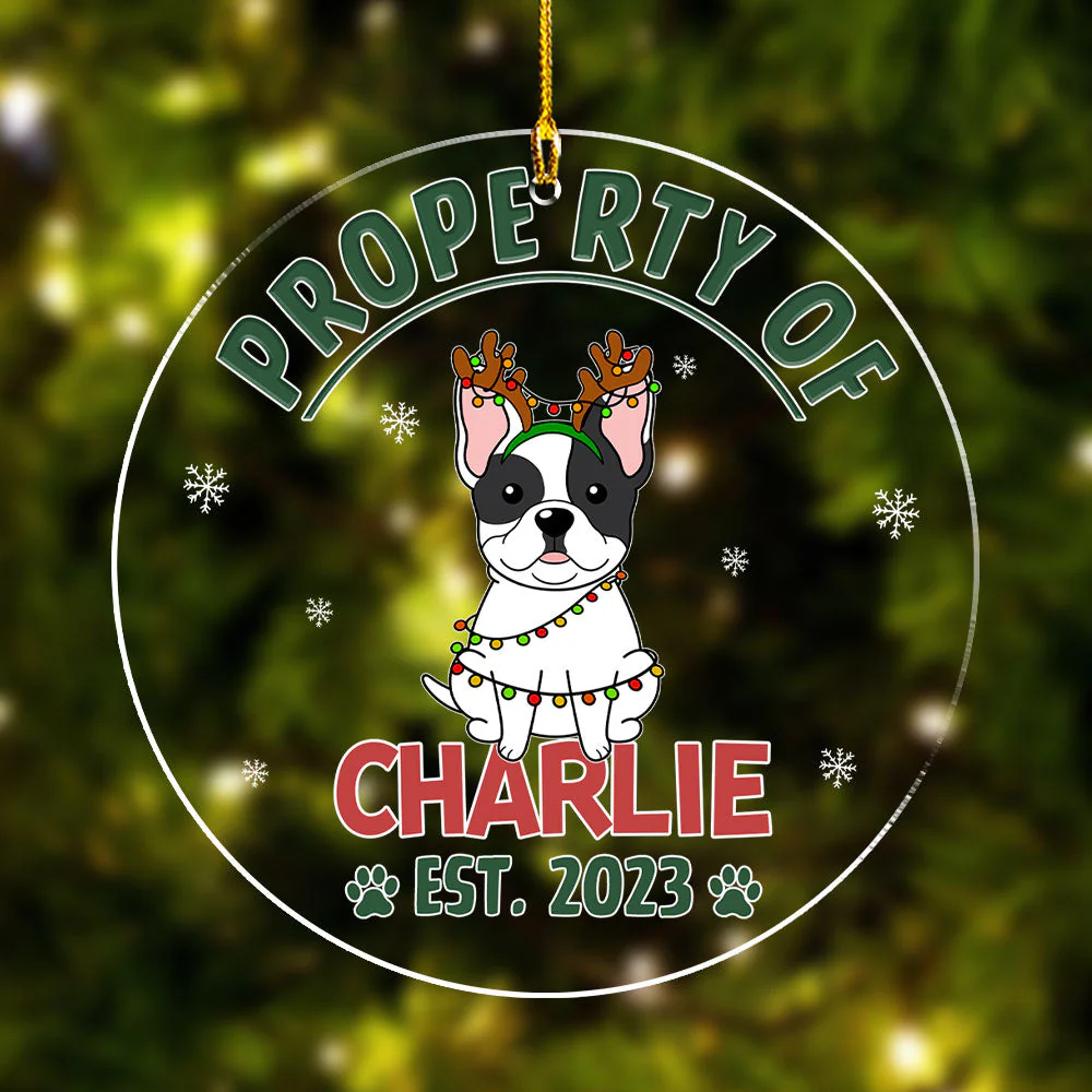 Property Of Simple Dog - Personalized Custom Acrylic Ornament - Image 2