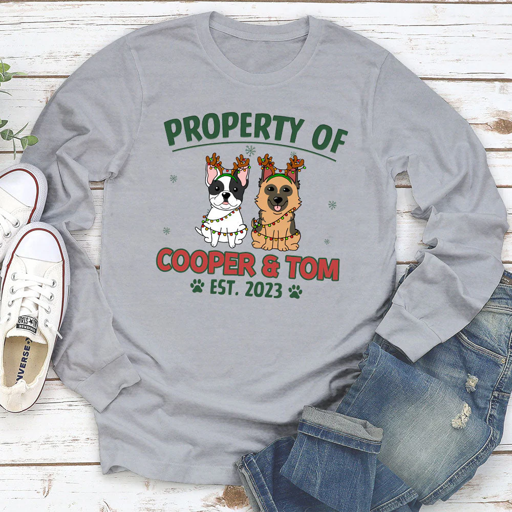 Property Of Simple Dog - Personalized Custom Long Sleeve T-shirt - Image 3