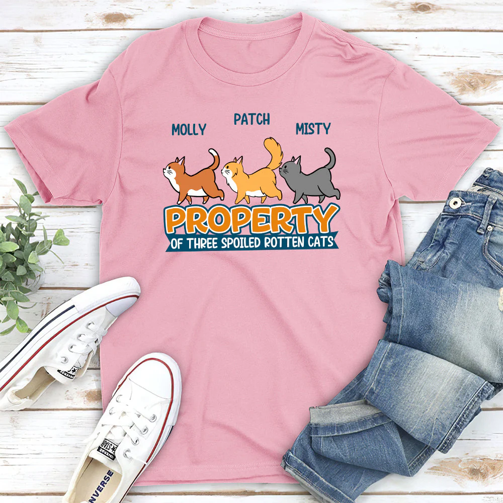 Property Of Spoiled Cats - Personalized Custom Unisex T-shirt - Image 3