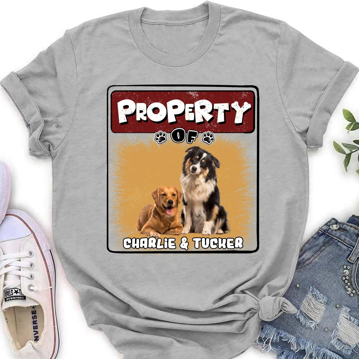 Property Of Story Dog Photo - Personalized Custom Women's T-Shirt - Image 4