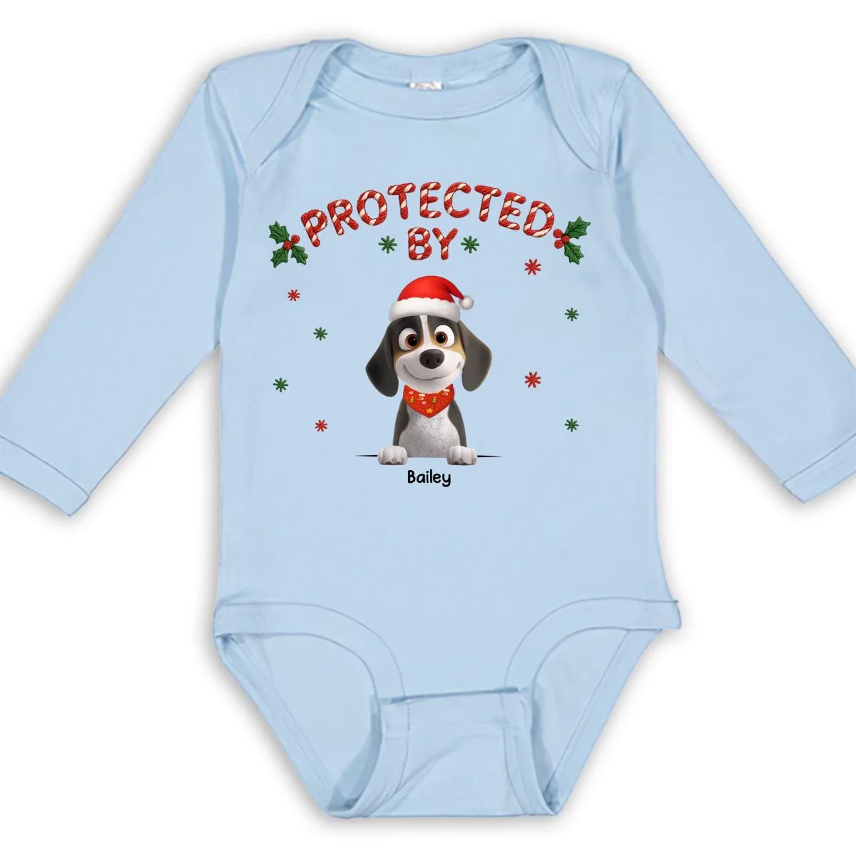 Protect By Lovely Dog - Personalized Custom Long Sleeve Baby Onesie - Image 8