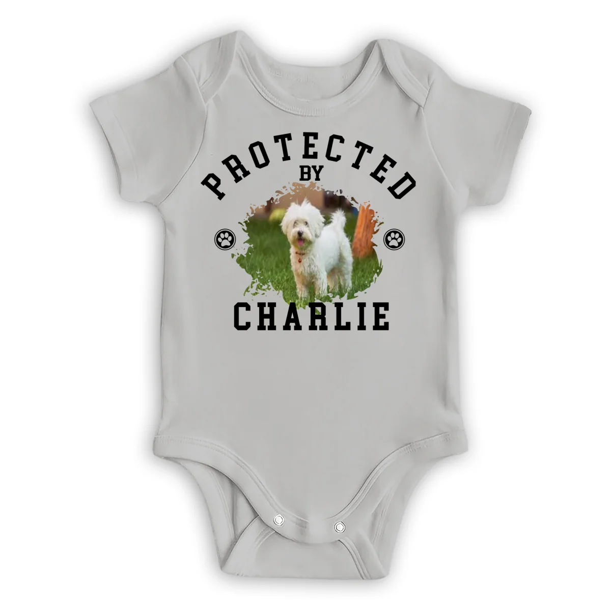 Protected By Baby Dogs Photo - Personalized Custom Baby Onesie - Image 9