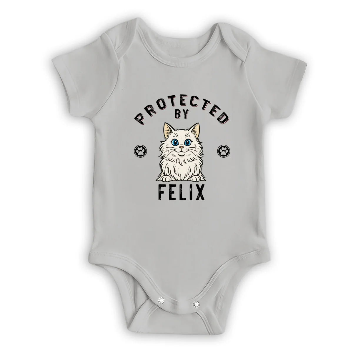 Protected By Cat Retro - Personalized Custom Baby Onesie - Image 7