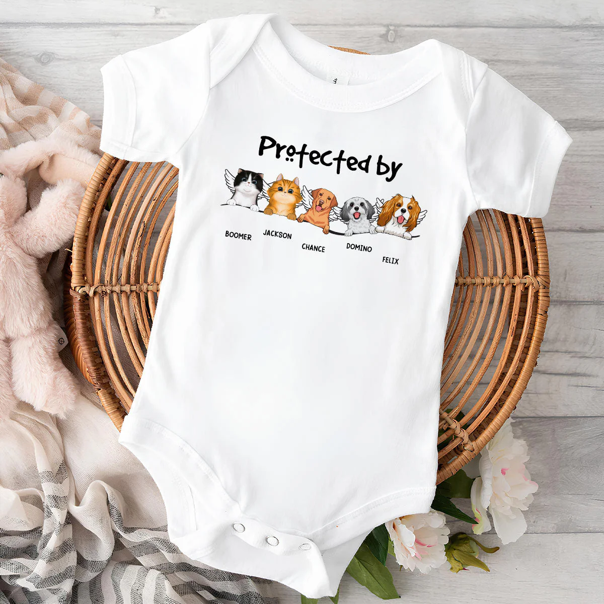Protected By Dog - Personalized Custom Baby Onesie - Image 4