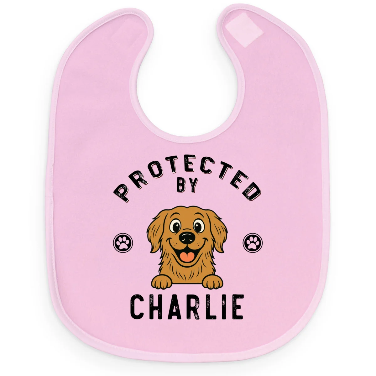 Protected By Dog Retro - Personalized Custom Baby Bib - Image 10