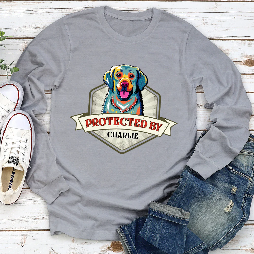 Protected By Dogs - Personalized Custom Long Sleeve T-Shirt - Image 2